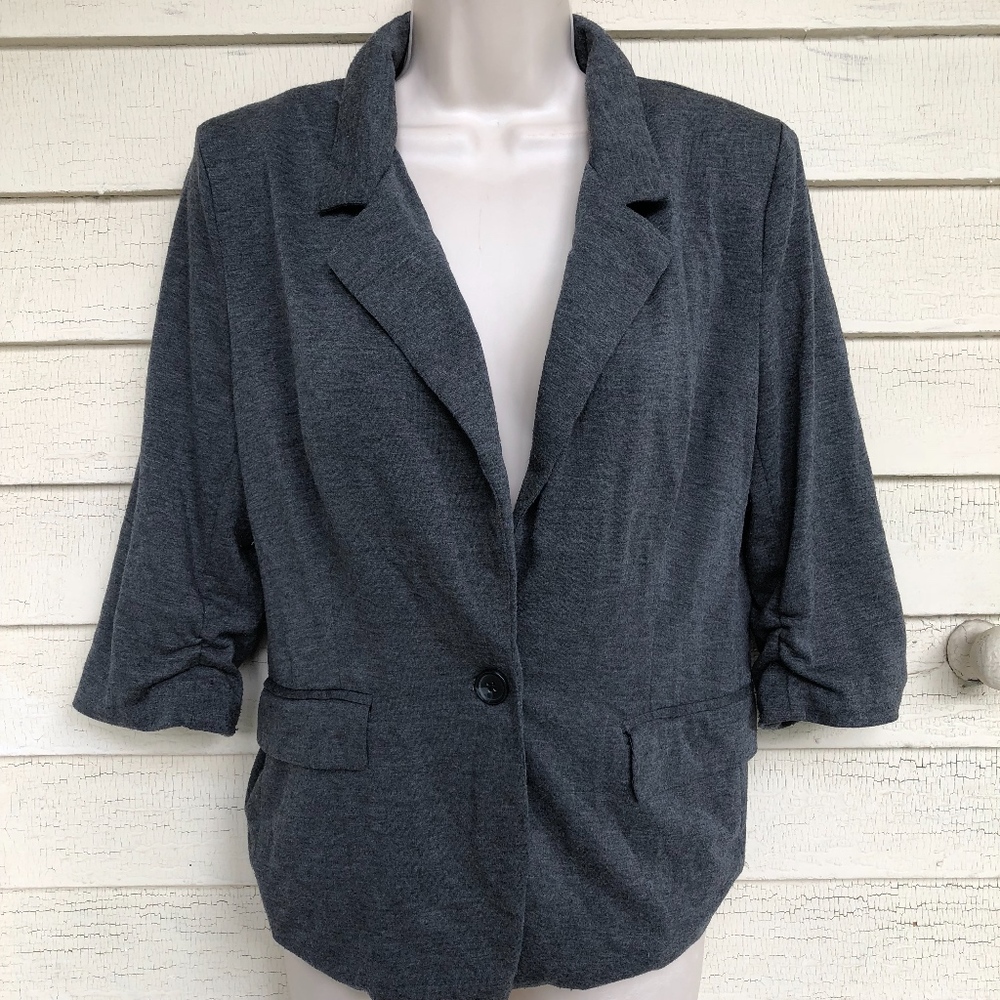 JUST GINGER dk gray 3/4 knit jacket